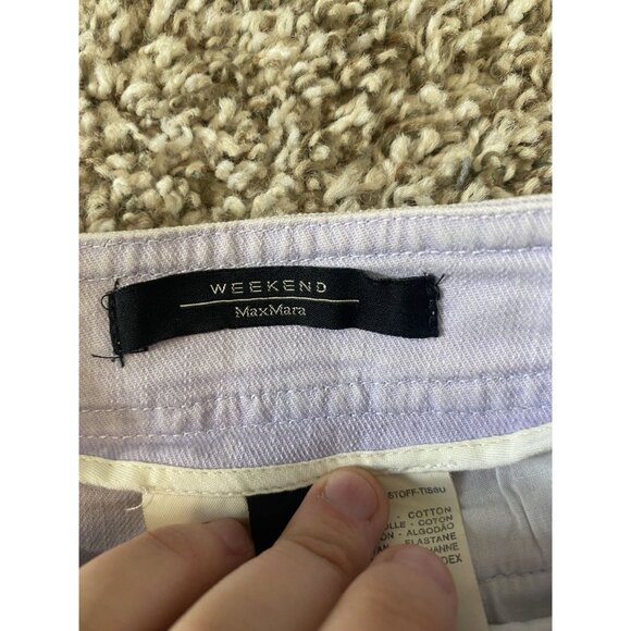 ⭐ 3/$15 Vintage Weekend MaxMara Size 10 Light Purple Pleated Denim Mini Skirt - Picture 4 of 11